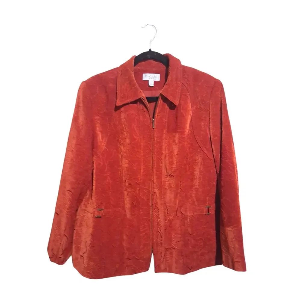 Vintage Conrad‎ C Classy Women's size 18 Velvet Burnout Sophisticated Zip Jacket